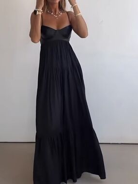 Black Strapless Maxi Dress - Elegant Flowing Silhouette